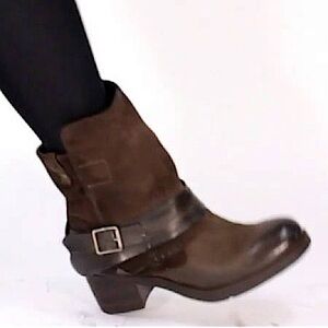 Mix Mooz Sargent Brown Leather Side Zip Ankle Boots